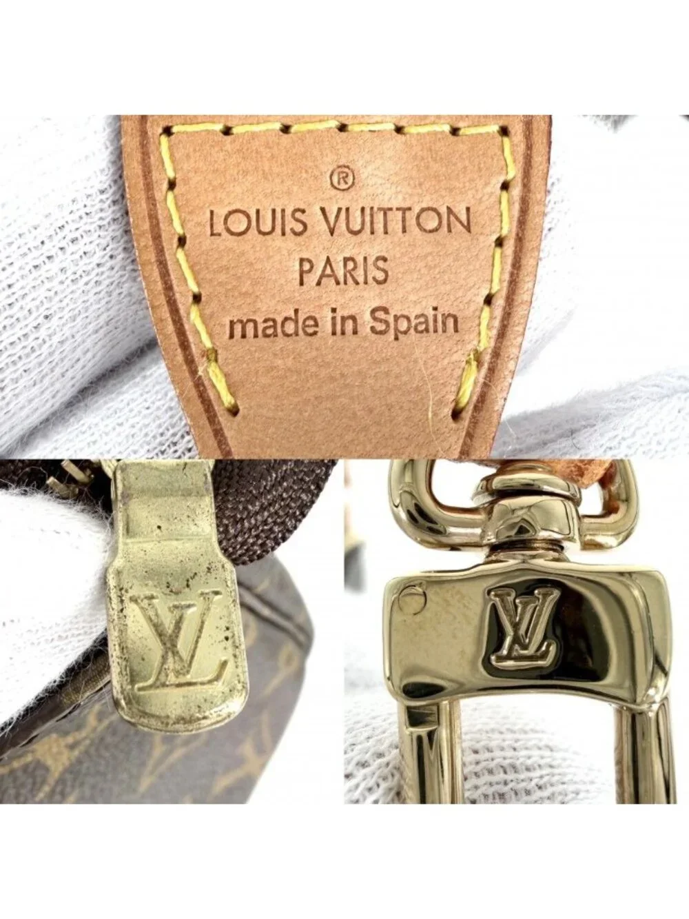 Louis Vuitton Big Handbag Pochette Soir Monogram Canvas Brown Gold